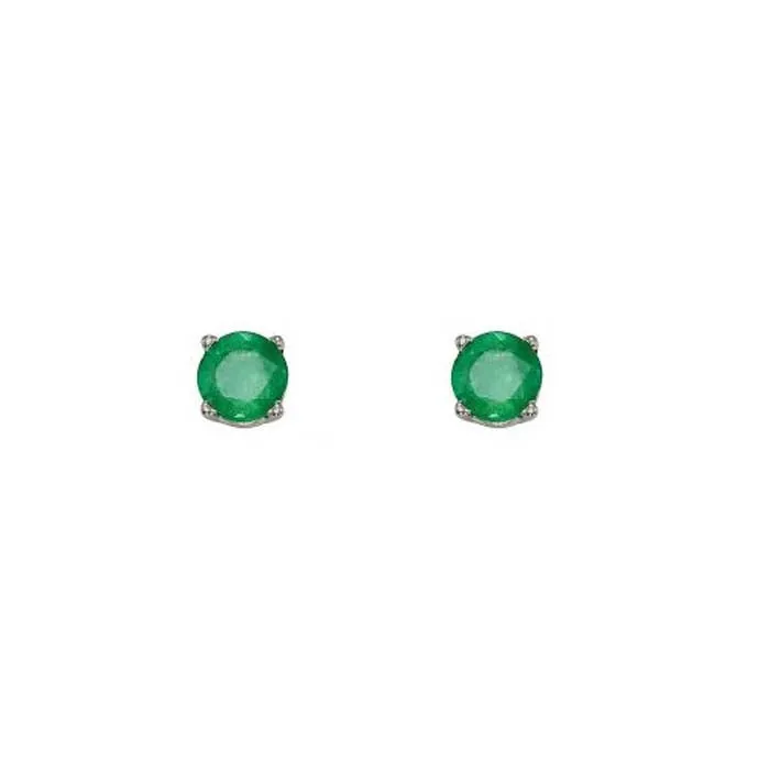 Mountz Collection Emerald Stud Earrings in 14K White Gold