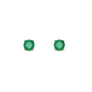 Mountz Collection Emerald Stud Earrings in 14K White Gold