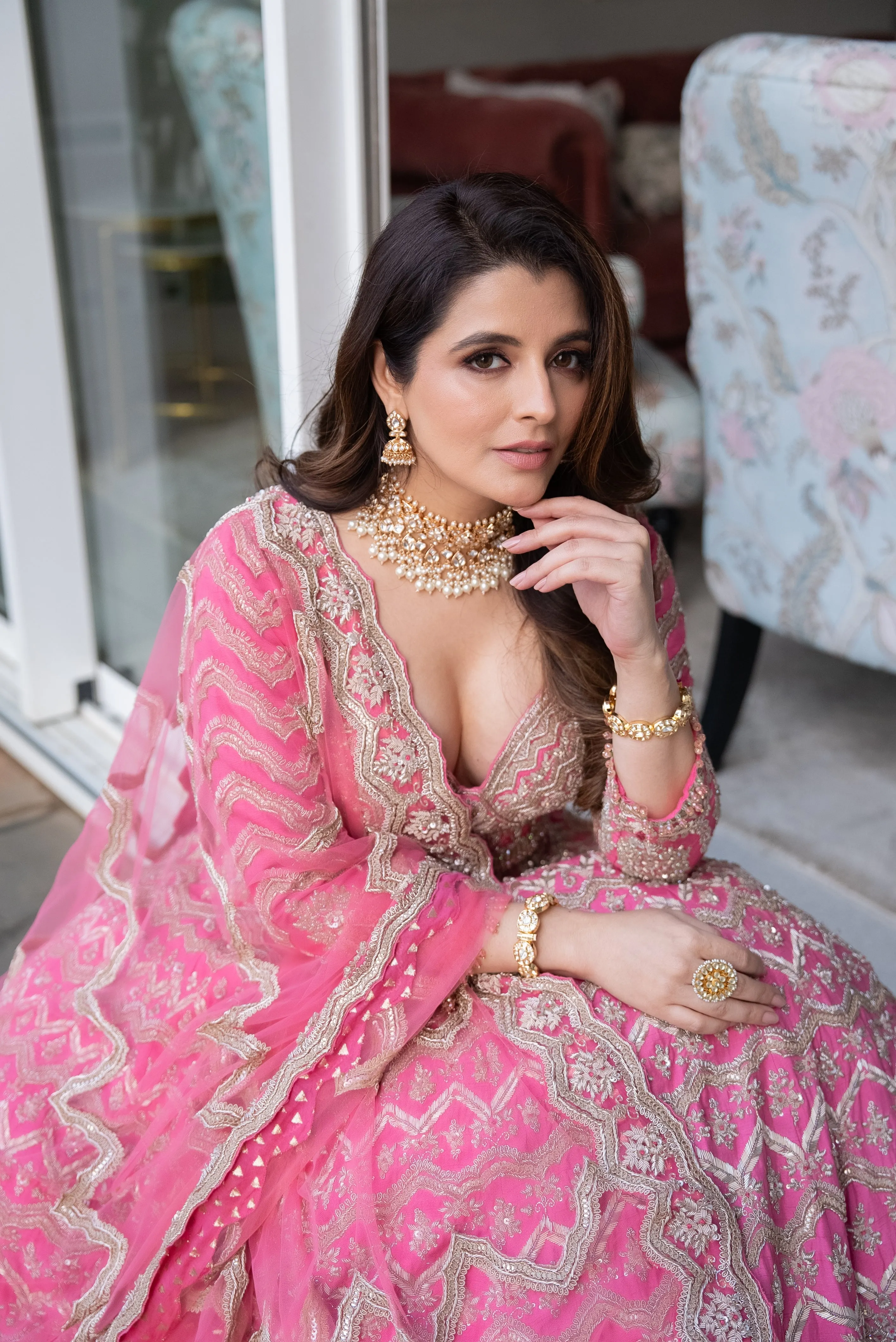 Natasha Luthra IN PINK RAW SILK LEHENGA SET