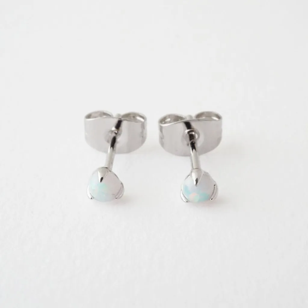 Opal Orb Solitaire Studs