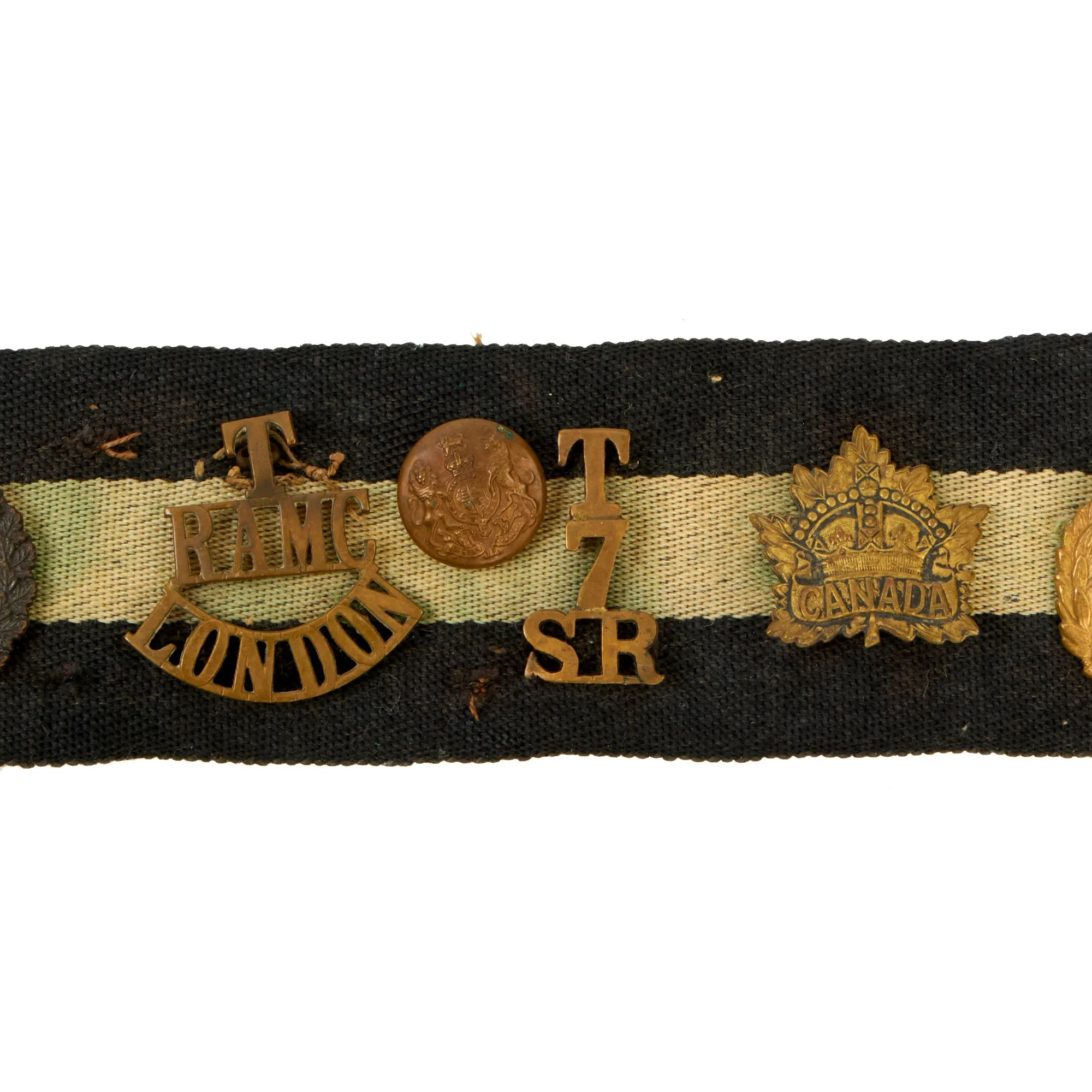 Original Canadian WWI Souvenir Hate Stable Belt With 14 Attached Items