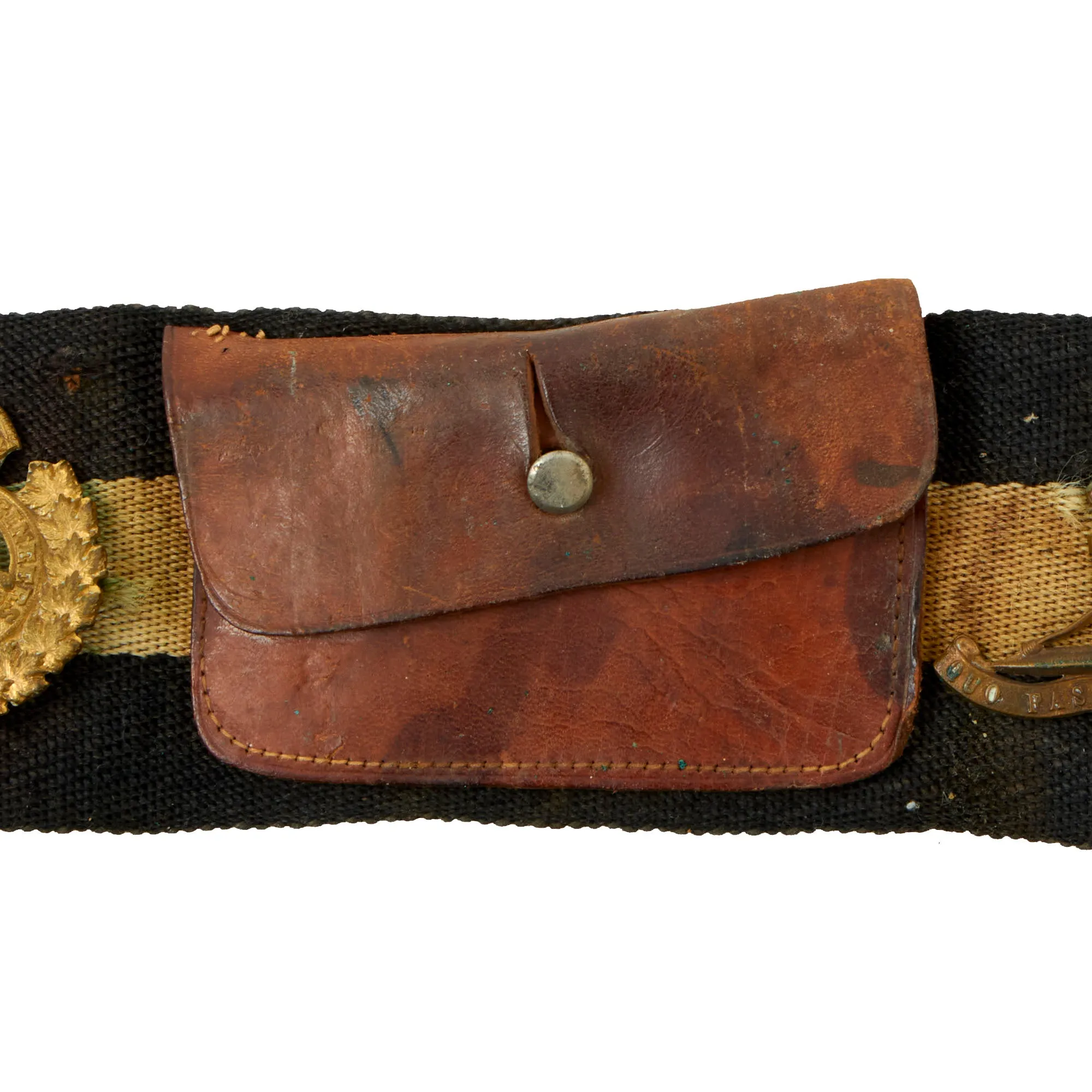 Original Canadian WWI Souvenir Hate Stable Belt With 14 Attached Items