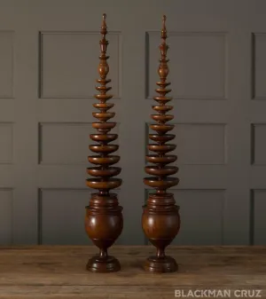 Pair of Orientalist Wood Finials