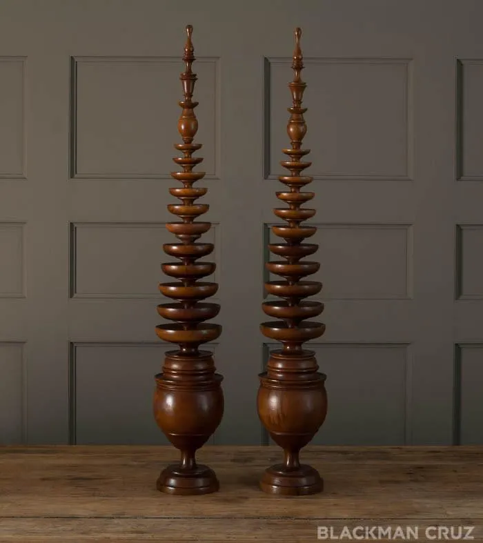 Pair of Orientalist Wood Finials