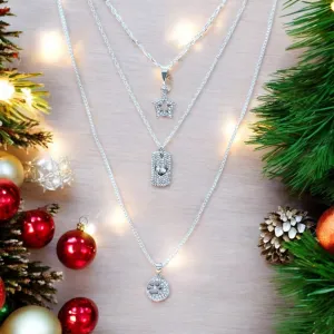 Paw Print on my Heart CZ Layered Necklace Set