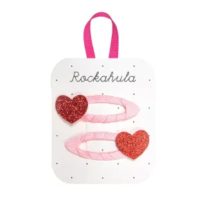 Rockahula Hair Clips Set Love Heart Glitter