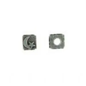 Star And Moon Cube Bead - Fits Pandora Bracelets