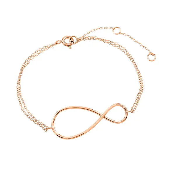 Sterling Silver 925 Rose Gold Plated Exaggerated Infinity Sign Bracelet