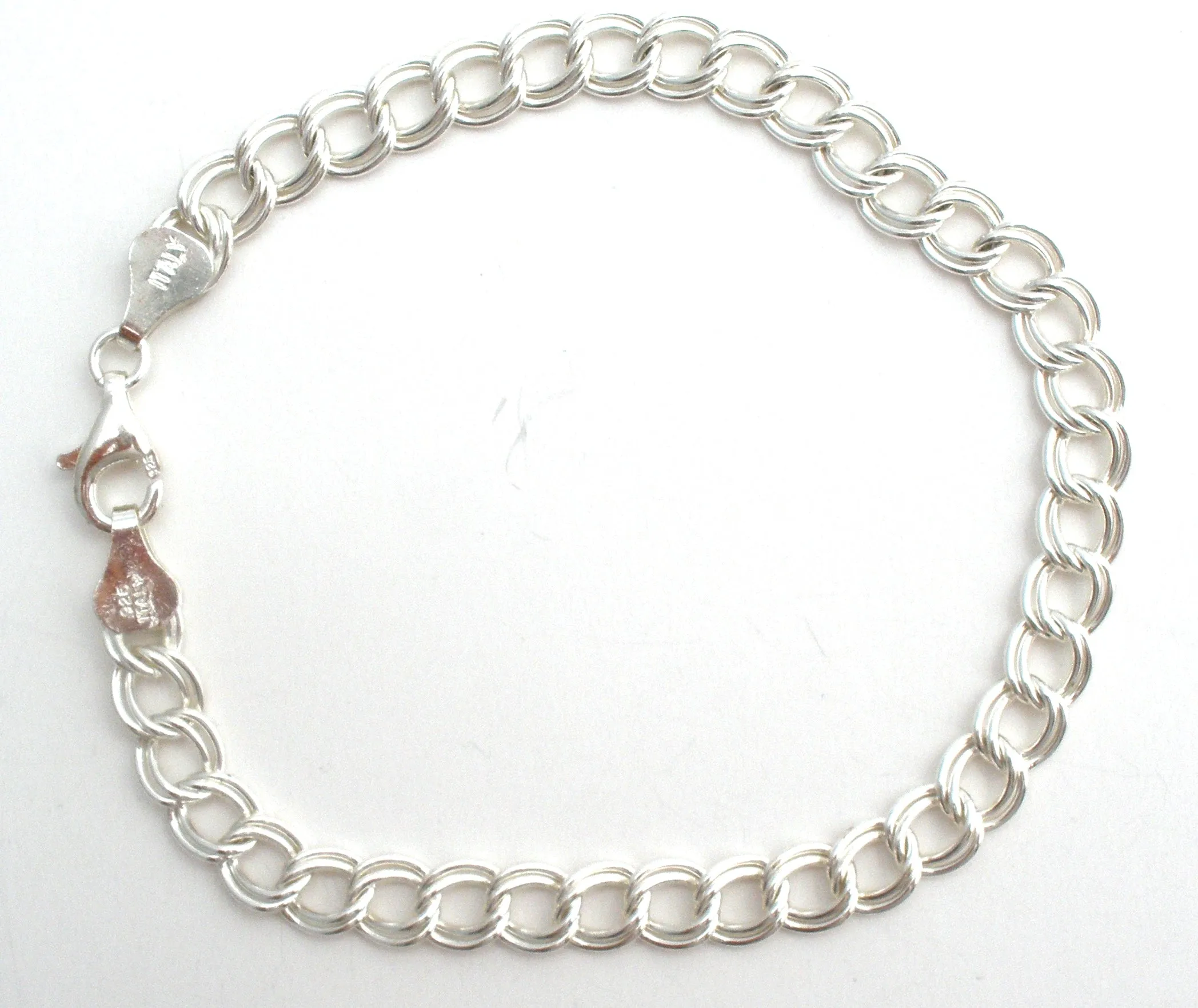 Sterling Silver Double Link Charm Bracelet 8"