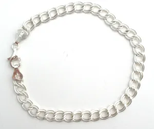 Sterling Silver Double Link Charm Bracelet 8"