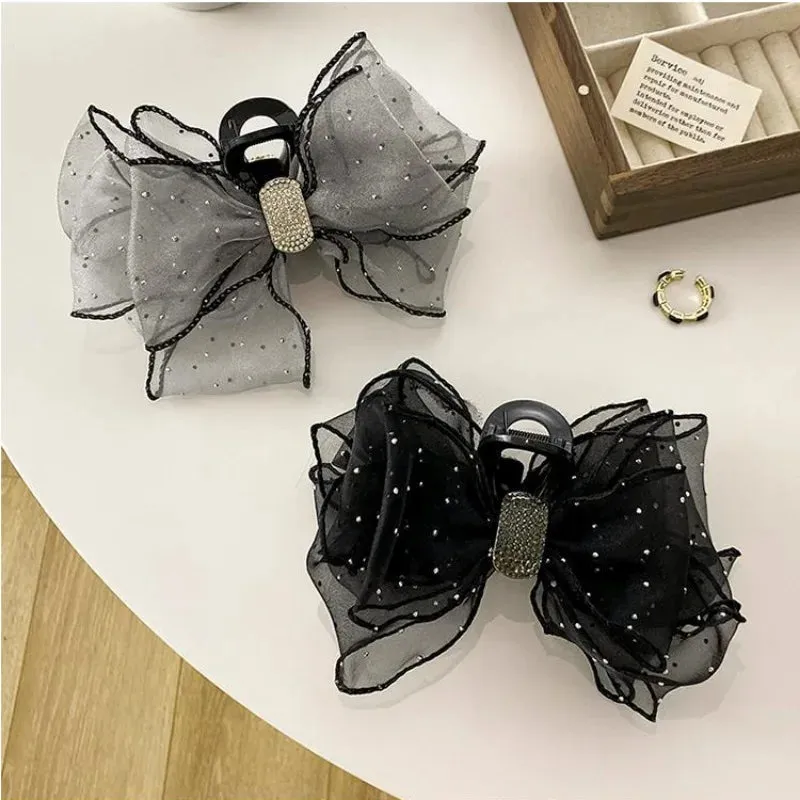 TEEK - Lace Mesh Butterfly Ribbon Bow Hair Claw