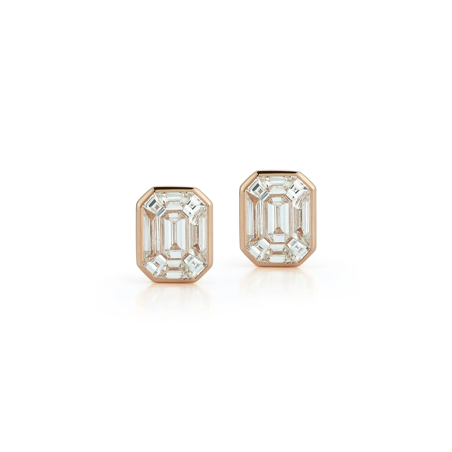 THOBY 18K GOLD AND DIAMOND ILLUSION SET STUD EARRINGS