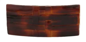 Tortoise Shell Rectangle Barrette With Ribbon Design