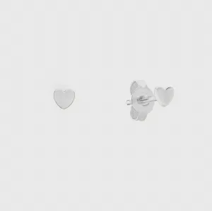 Verona Mini Sterling Silver Full Heart Stud Earrings